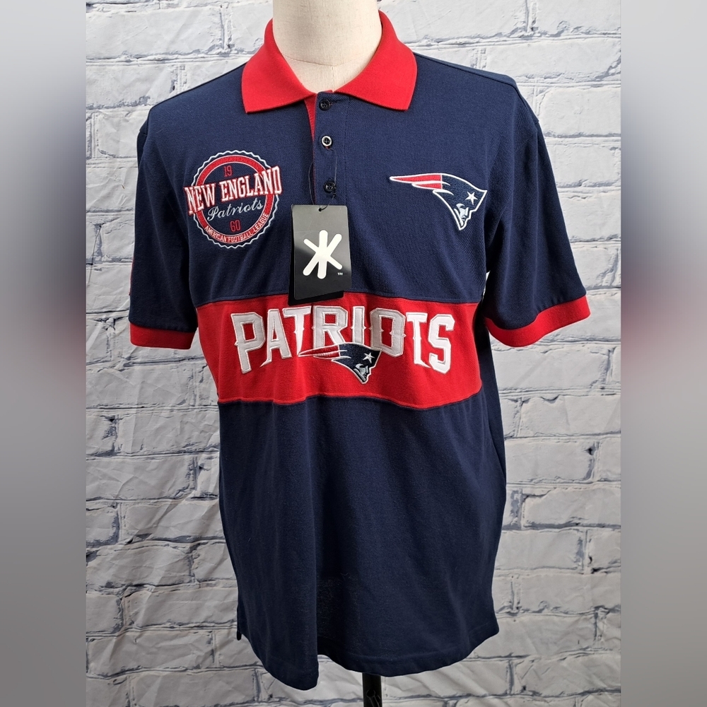 NWT Klew NFL Apparel New England Patriots Polo Shirt 60 Anniv Football  sz Large